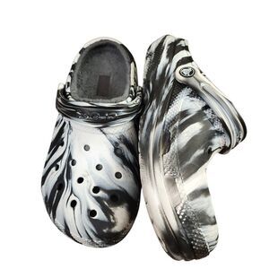 Crocs‎ Classic Marbled Black And White Slip-on Clogs Mules L7 M5